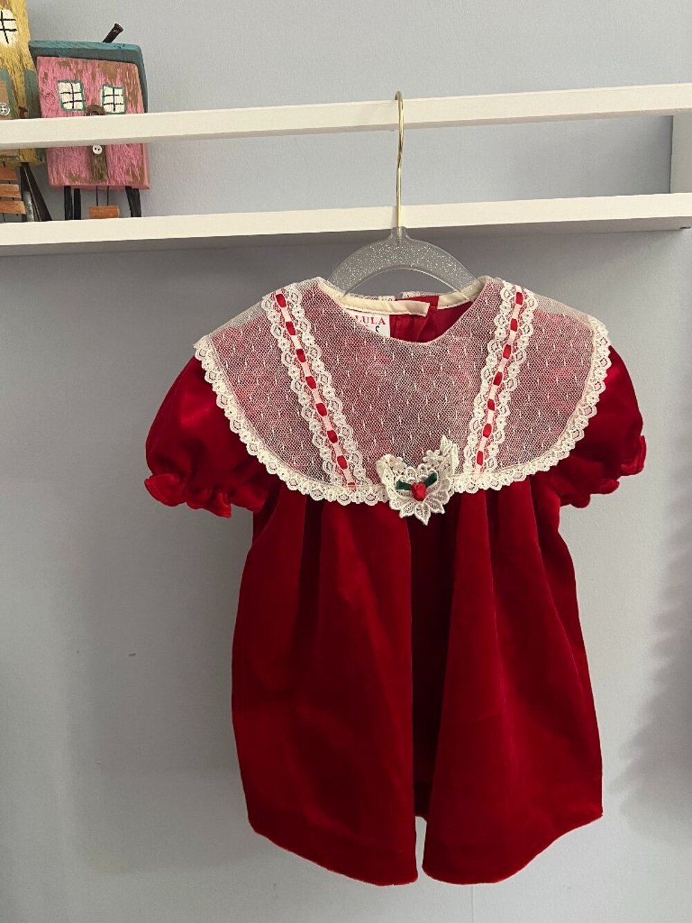 Vintage Kalula Kids Red Velvet Holiday Dress - Size 12 Months
